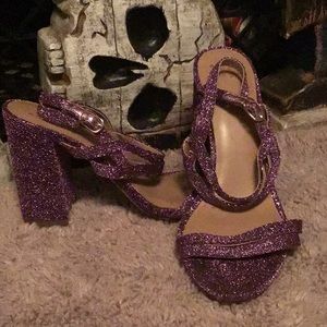 a new day purple glitter heels, size 8